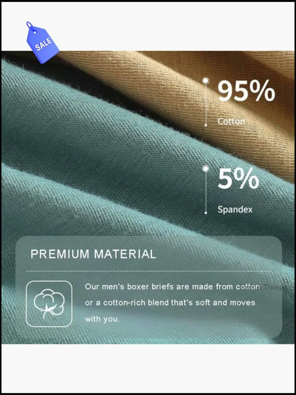 Men's Cotton Boxer Briefs Multipack 4 Pack Mid Rise Breathable Comfort